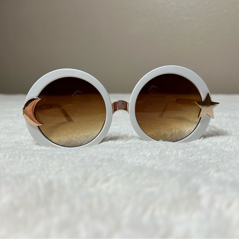 Oversized Round Gradient Moon Star embellished Sunglasses
